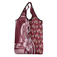 Samoa Teuila Grocery Bag Maroon Samoan Siapo Motifs