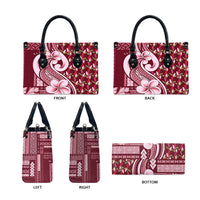 Samoa Teuila Leather Bag Maroon Samoan Siapo Motifs