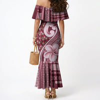 Samoa Teuila Mermaid Dress Maroon Samoan Siapo Motifs LT05 - Polynesian Pride