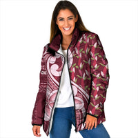 Samoa Teuila Padded Jacket Maroon Samoan Siapo Motifs