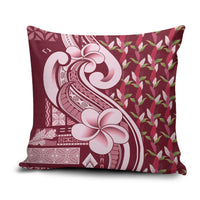 Samoa Teuila Pillow Cover Maroon Samoan Siapo Motifs