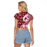 Samoa Teuila Raglan Cropped T Shirt Maroon Samoan Siapo Motifs