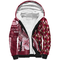 Samoa Teuila Sherpa Hoodie Maroon Samoan Siapo Motifs