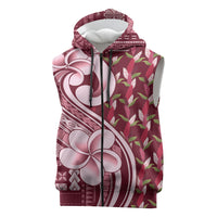Samoa Teuila Sleeveless Zip Hoodie Maroon Samoan Siapo Motifs