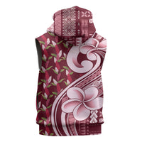 Samoa Teuila Sleeveless Zip Hoodie Maroon Samoan Siapo Motifs