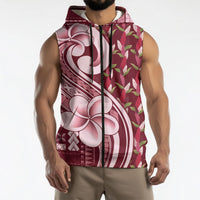 Samoa Teuila Sleeveless Zip Hoodie Maroon Samoan Siapo Motifs