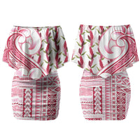 Samoa Teuila Couples Matching Off Shoulder Short Dress and Hawaiian Shirt White Samoan Siapo Motifs LT05 - Polynesian Pride