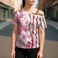 Samoa Teuila Cross Shoulder Shirt White Samoan Siapo Motifs