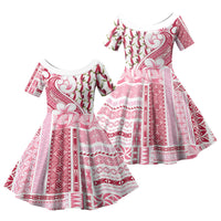 Samoa Teuila Family Matching Mermaid Dress and Hawaiian Shirt White Samoan Siapo Motifs LT05 Daughter's Dress White - Polynesian Pride