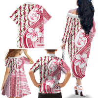 Samoa Teuila Family Matching Off The Shoulder Long Sleeve Dress and Hawaiian Shirt White Samoan Siapo Motifs LT05 Mom's Dress White - Polynesian Pride