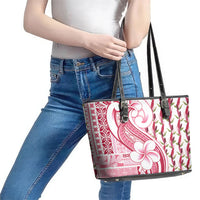 Samoa Teuila Leather Tote Bag White Samoan Siapo Motifs