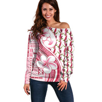 Samoa Teuila Off Shoulder Sweater White Samoan Siapo Motifs