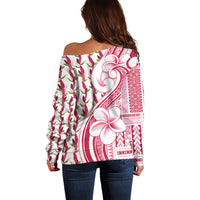 Samoa Teuila Off Shoulder Sweater White Samoan Siapo Motifs