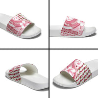 Samoa Teuila Slide Sandals White Samoan Siapo Motifs