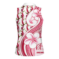 Samoa Teuila Women Sleeveless Polo Shirt White Samoan Siapo Motifs