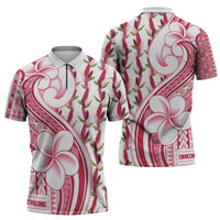 Samoa Teuila Zipper Polo Shirt White Samoan Siapo Motifs