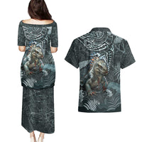 Hawaii Mo'o Lizard God Couples Matching Puletasi and Hawaiian Shirt Polynesian Style LT05 - Polynesian Pride