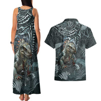 Hawaii Mo'o Lizard God Couples Matching Tank Maxi Dress and Hawaiian Shirt Polynesian Style LT05 - Polynesian Pride