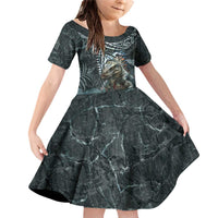 Hawaii Mo'o Lizard God Family Matching Off Shoulder Short Dress and Hawaiian Shirt Polynesian Style