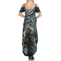 Hawaii Mo'o Lizard God Family Matching Summer Maxi Dress and Hawaiian Shirt Polynesian Style LT05 - Polynesian Pride