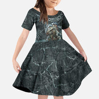Hawaii Mo'o Lizard God Family Matching Tank Maxi Dress and Hawaiian Shirt Polynesian Style LT05 Daughter's Dress Green - Polynesian Pride