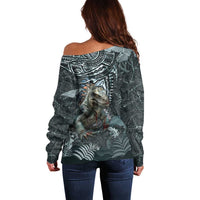 Hawaii Mo'o Lizard God Off Shoulder Sweater Polynesian Style LT05 - Polynesian Pride
