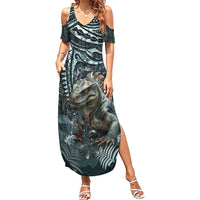 Hawaii Mo'o Lizard God Summer Maxi Dress Polynesian Style LT05 Women Green - Polynesian Pride