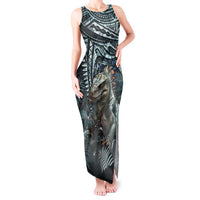 Hawaii Mo'o Lizard God Tank Maxi Dress Polynesian Style LT05 Women Green - Polynesian Pride