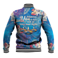 Happy Diwali Festival Baseball Jacket Diya Lamp Rangoli With Polynesian Pattern LT05 - Polynesian Pride