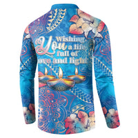 Happy Diwali Festival Button Sweatshirt Diya Lamp Rangoli With Polynesian Pattern LT05 - Polynesian Pride
