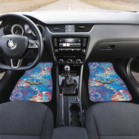 Happy Diwali Festival Car Mats Diya Lamp Rangoli With Polynesian Pattern LT05 Set 2pcs - Front Blue - Polynesian Pride