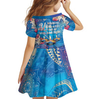 Happy Diwali Festival Kid Short Sleeve Dress Diya Lamp Rangoli With Polynesian Pattern