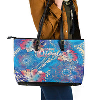 Happy Diwali Festival Leather Tote Bag Diya Lamp Rangoli With Polynesian Pattern LT05 - Polynesian Pride