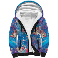 Happy Diwali Festival Sherpa Hoodie Diya Lamp Rangoli With Polynesian Pattern LT05 Unisex Blue - Polynesian Pride