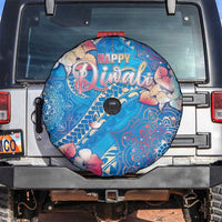 Happy Diwali Festival Spare Tire Cover Diya Lamp Rangoli With Polynesian Pattern LT05 Blue - Polynesian Pride