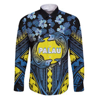 Personalised Palau Family Matching Long Sleeve Bodycon Dress and Hawaiian Shirt Polynesian Dolphin Tropical Hibiscus Style