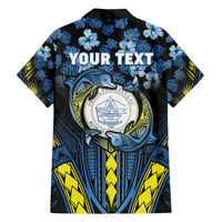 Personalised Palau Family Matching Off The Shoulder Long Sleeve Dress and Hawaiian Shirt Polynesian Dolphin Tropical Hibiscus Style