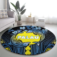 Palau Round Carpet Polynesian Dolphin Tropical Hibiscus Style