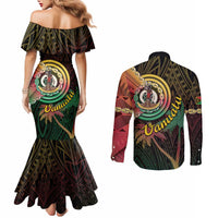 Vanuatu Espiritu Santo Island Couples Matching Mermaid Dress and Long Sleeve Button Shirt Beach Landscape LT05 - Polynesian Pride