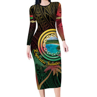 Vanuatu Espiritu Santo Island Long Sleeve Bodycon Dress Beach Landscape