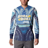 Personalised French Polynesia Bora Bora Button Sweatshirt Beach Landscape Polynesian Style LT05 - Polynesian Pride