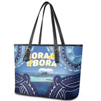 French Polynesia Bora Bora Leather Tote Bag Beach Landscape Polynesian Style LT05 - Polynesian Pride