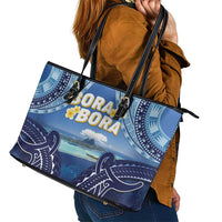 French Polynesia Bora Bora Leather Tote Bag Beach Landscape Polynesian Style LT05 - Polynesian Pride