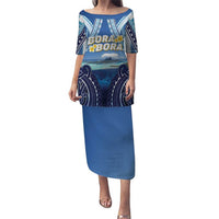 Personalised French Polynesia Bora Bora Puletasi Beach Landscape Polynesian Style LT05 Long Dress Blue - Polynesian Pride