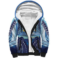 Personalised French Polynesia Bora Bora Sherpa Hoodie Beach Landscape Polynesian Style LT05 Unisex Blue - Polynesian Pride