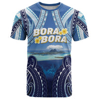 Personalised French Polynesia Bora Bora T Shirt Beach Landscape Polynesian Style LT05 Blue - Polynesian Pride