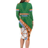 Personalised Marshall Islands Kwajalein Atoll Family Matching Long Sleeve Bodycon Dress and Hawaiian Shirt Polynesian Tribal Tattoo