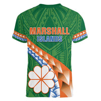 Personalised Marshall Islands Kwajalein Atoll Women V-Neck T-Shirt Polynesian Tribal Tattoo