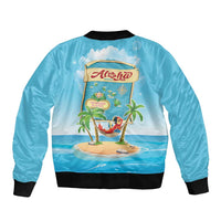 Aloha Hawaii Sleeve Zip Bomber Jacket Funny Macaw Parrot Tropical Vibe