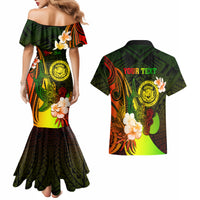 Personalised Hawaii State Motto Couples Matching Mermaid Dress and Hawaiian Shirt Hawaiian Tribal Reggae Hammerhead Shark LT05 - Polynesian Pride